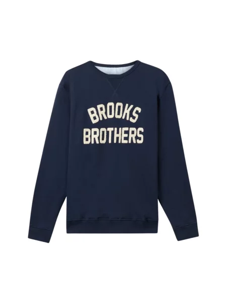 Haftowana bluza nierozpinana Brooks Brothers frotte niebieska