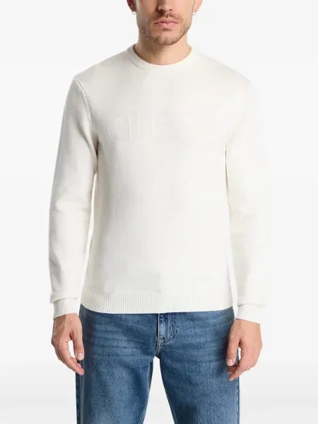 Długi sweter Guess Jeans z logo biały