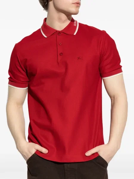 Haftowane polo Burberry czerwone