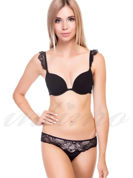 Комплект белья: бюстгальтер push-up gel и трусики стринг чорні
