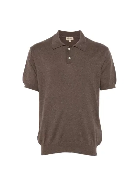 Dzianinowa koszulka polo Woolrich brązowa