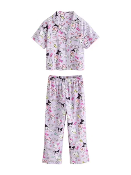 Next Pijamale Hello Kitty mov lavandă / rosé / negru alb