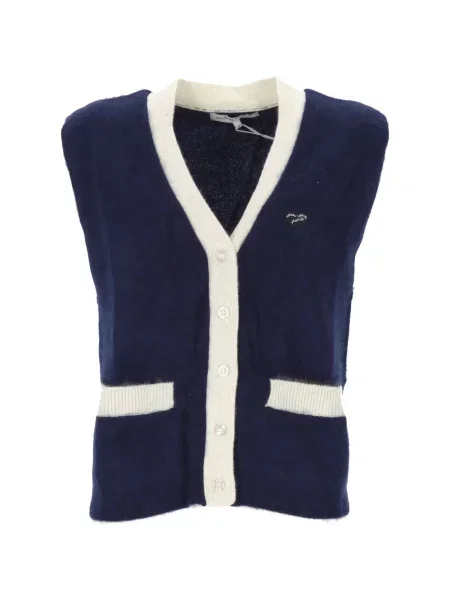 Cardigan Maison Labiche cu decolteu în V albastru