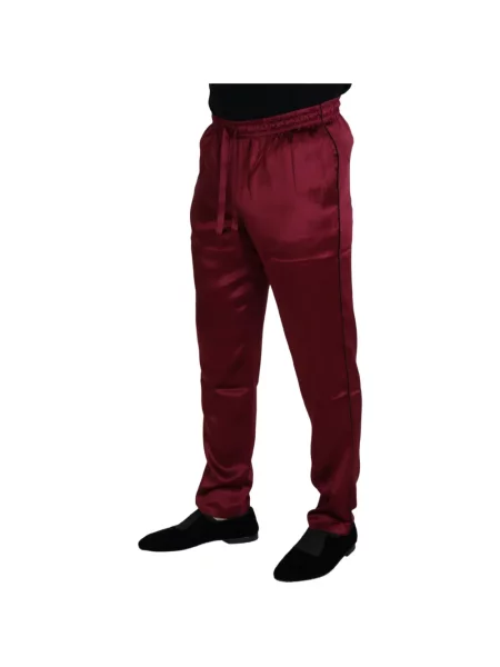 Pantaloni Dolce & Gabbana de mătase cu cordon roșu