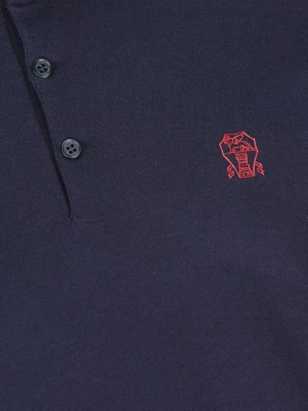 Polo Brunello Cucinelli cu broderie albastru