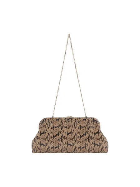 Torebka Jimmy Choo skórzana z nadrukiem w wężowy wzór brązowa