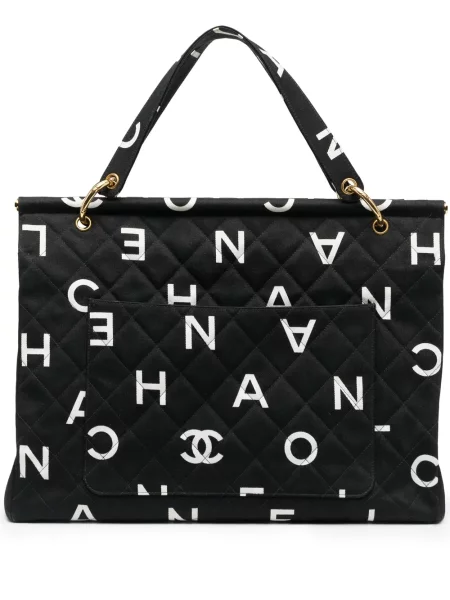 Prošívaná kabelka Chanel Pre-owned s potiskem černá