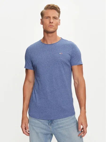 Тениска Tommy Jeans с изчистен дизайн синьо