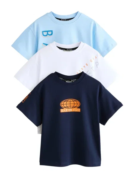Baker by Ted Baker Tricou bleumarin / albastru deschis / portocaliu alb