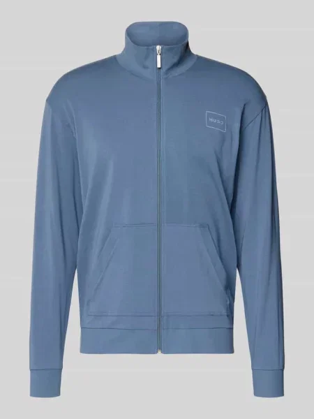 Bluza rozpinana o kroju regular fit z mieszanki bawełny model ‘LAZE ZIP’ Hugo niebieska