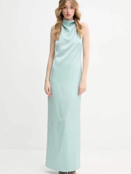 Rotate rochie maxi drept turcoaz