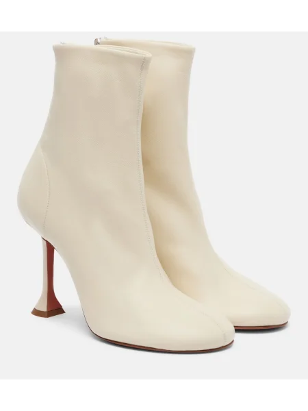 Cizme scurte Amina Muaddi din piele alb