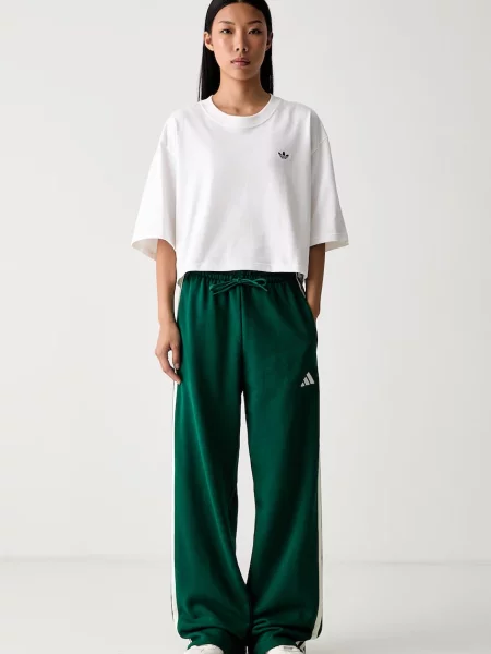 Adidas pantaloni straight pentru femei cu Essentials verde