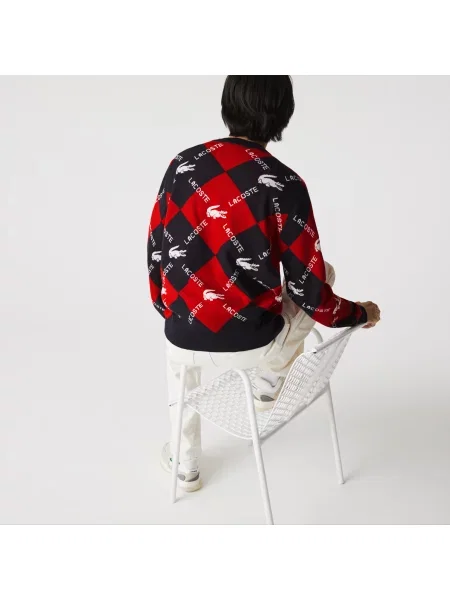 Lacoste Żakardowy Sweter Z Monogramem