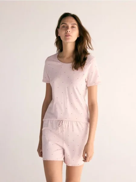 Reserved Pijama din cu buline roz-pastel roz