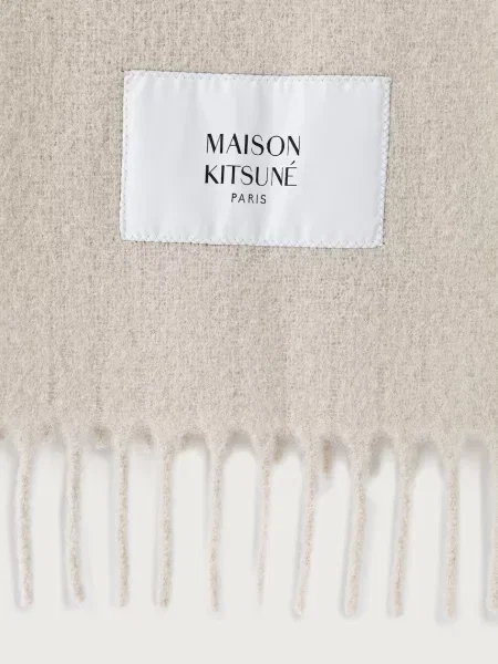 Maison Kitsuné Alpaca szalik z wełną beżowa