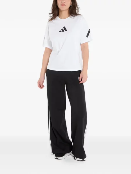 Lung tricou Adidas cu glugă cu dungi negru