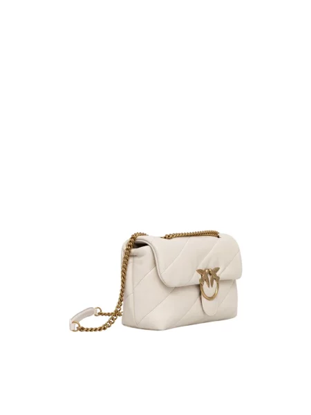 Torebka crossbody Pinko klasyczna z owczej skóry biała