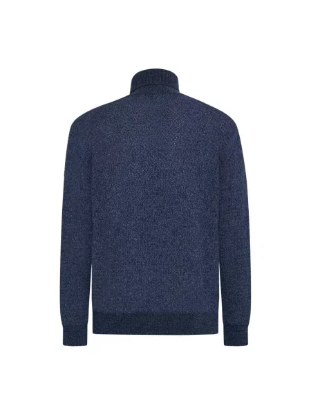 Lniany sweter z golfem D4.0 niebieski