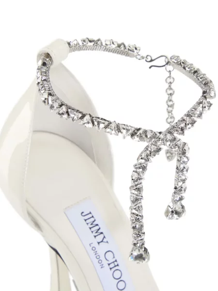 Полуотворени обувки Jimmy Choo с кристали бяло