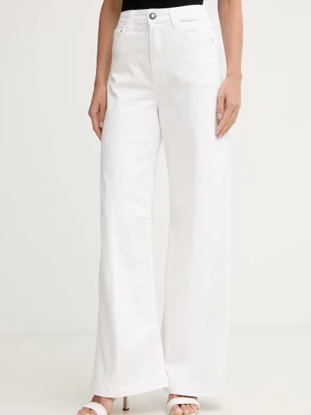 Guess blugi wide leg pentru femei alb