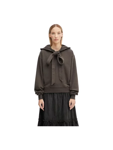 JW Anderson bluza Tied Bow z kapturem gładka brązowy