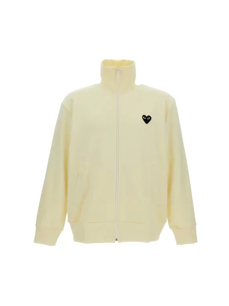 Bluza rozpinana Comme Des Garcons Play w serca z autografem biała