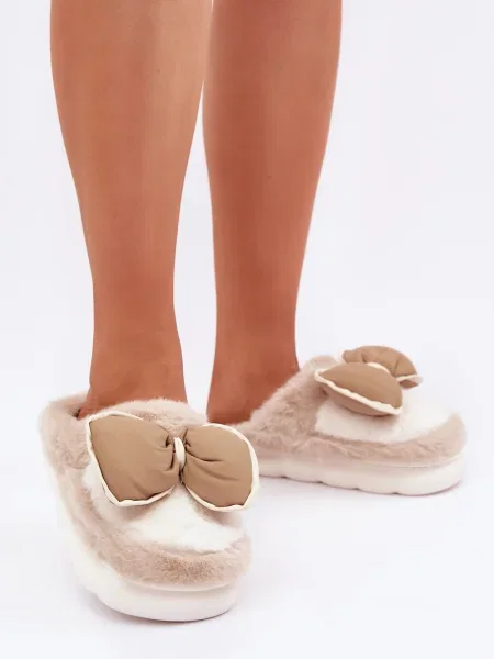 Domáce papuče Marka Niezdefiniowana s mašľou béžová