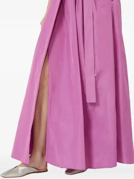 Rochie maxi Max Mara cu decolteu în V de costum roz