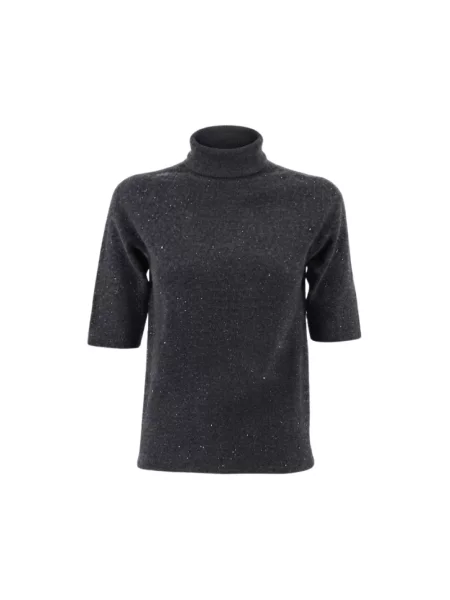 Sweter z golfem Antonelli Firenze wełniany szary