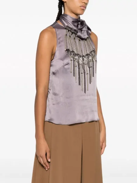 Stras top Alberta Ferretti fără mâneci violet