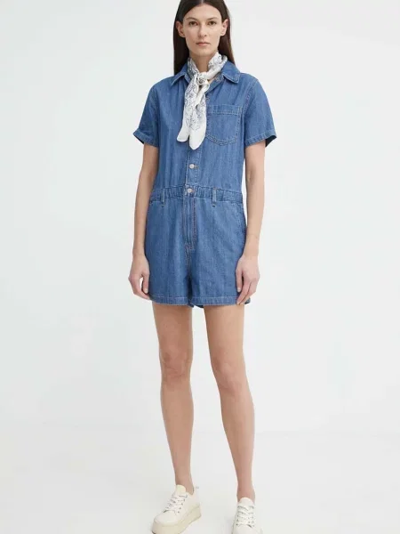 Дънков гащеризон Levi's от с яка синьо