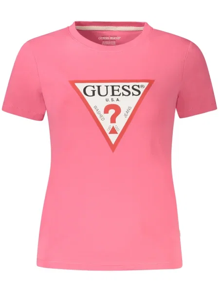 Tricou Guess Jeans scurt roz