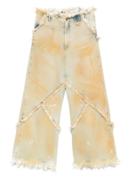 Džíny Egonlab s argylovým vzorem žluté