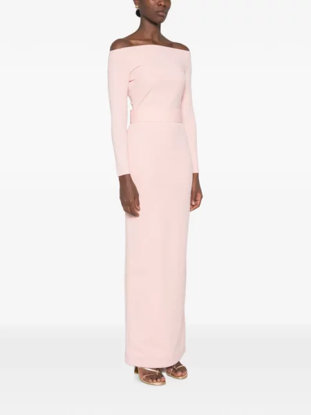 Rochie maxi Solace London cu umerii deschiși roz