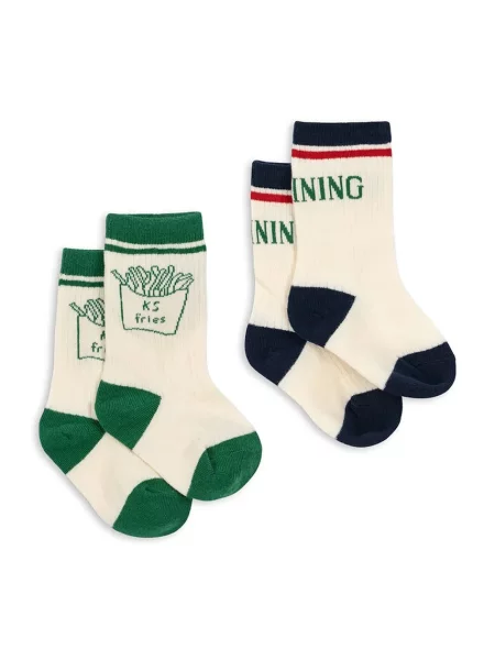 Konges Sløjd ponožky 2 PACK RIB FRIES SOCKS béžové