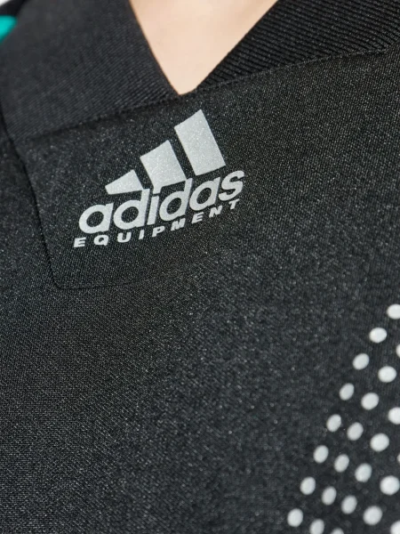 Top Adidas cu paiete cu dungi din jerseu albastru