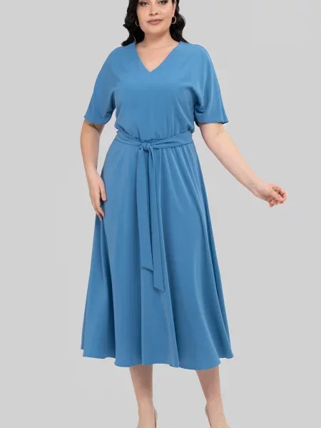 Шелковое платье миди All Posa голубое