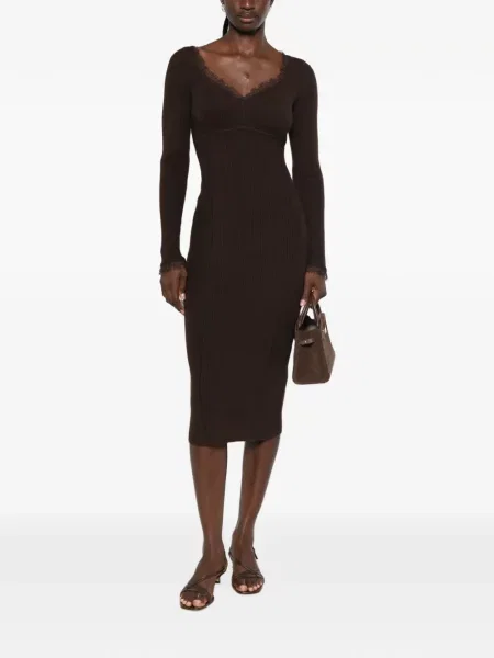 Rochie midi Twinset tricotate maro