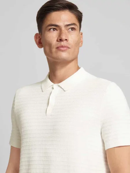 Koszulka polo o kroju regular fit z mieszanki bawełny i jedwabiu model ‘TUCK STRIPE’ Michael Kors biała