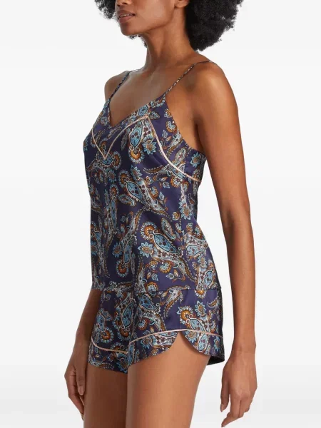 Μεταξωτός τοπ Aubade με σχέδιο paisley μπλε