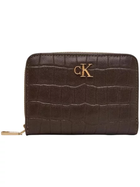 Peňaženka Calvin Klein Ck Croc Medium Flap Zip Around hnedá