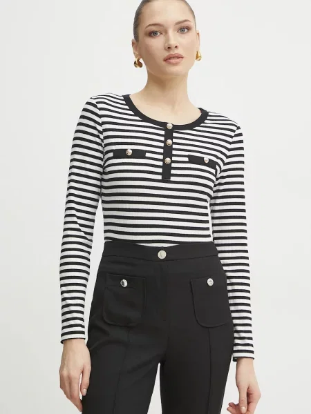 Tricou mânecă lungă Morgan cu dungi negru