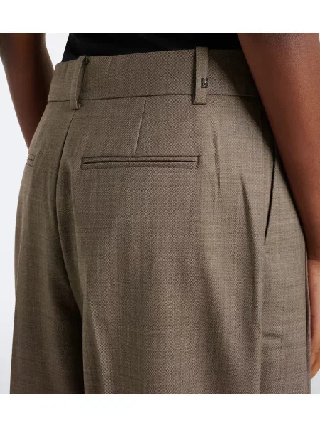 Pantaloni Ganni de lână maro
