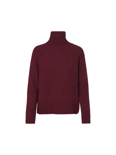 Lniany sweter z golfem Max Mara czerwony