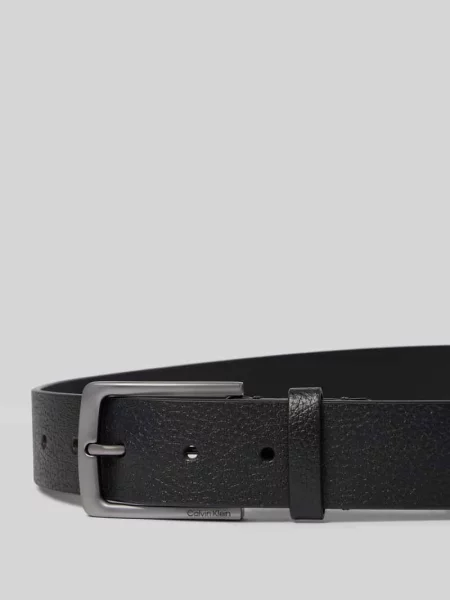 Pasek z naturalnej skóry bawolej Ck Calvin Klein czarny