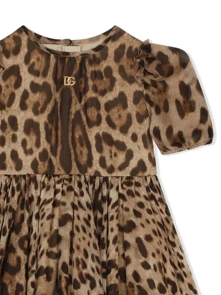 Sukienka midi dziecięca Dolce And Gabbana brązowa