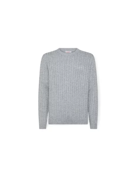 Sweter Sun68 wełniany z nadrukiem szary