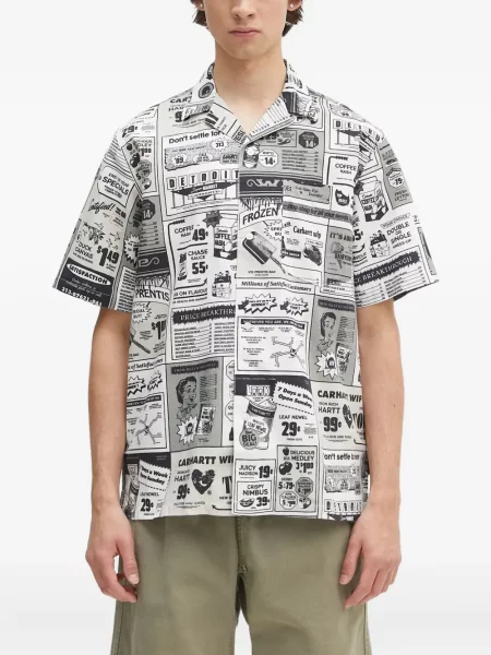 Cămașă Carhartt Wip cu imagine scurtă alb