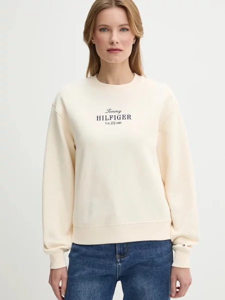 Dukserica Tommy Hilfiger za žene s aplikacijom bež